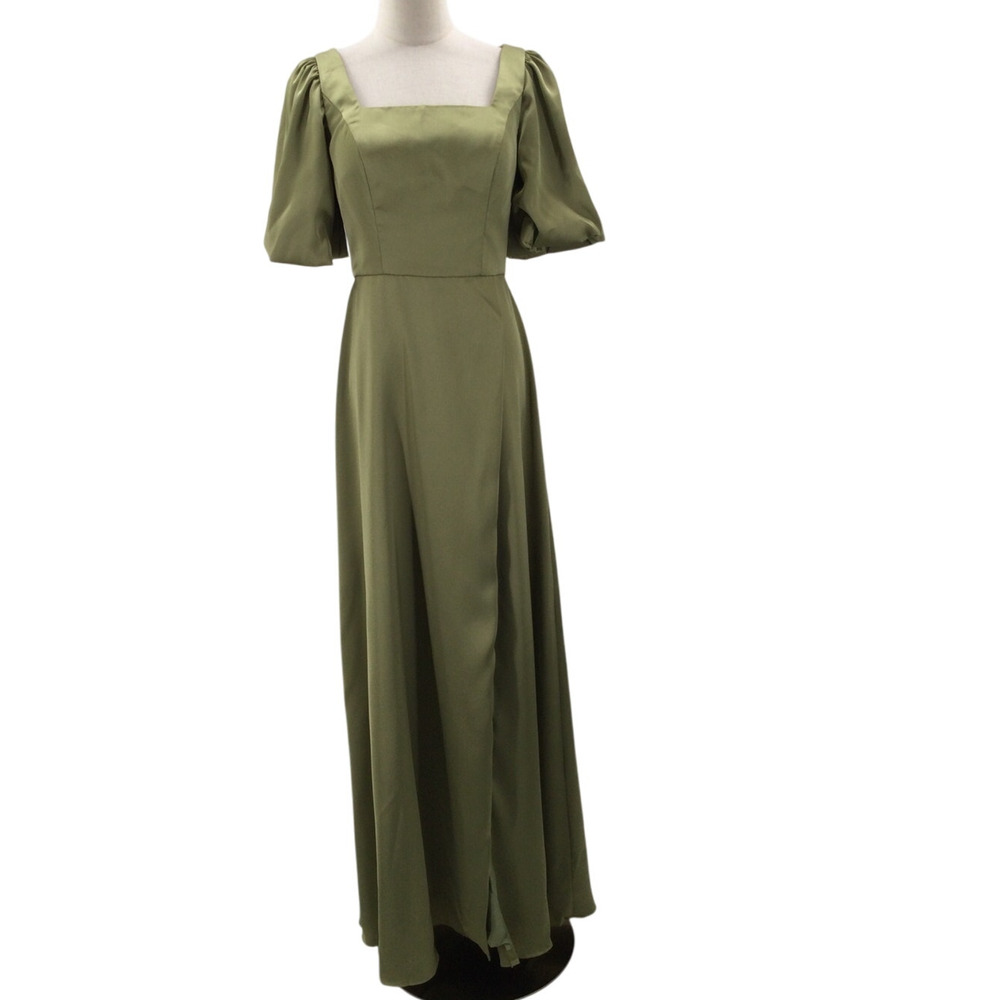 FORMAL PARTY AW 4 S Fennel Seed Etta Satin Bridesmaid Prom Maxi Dress New B40
